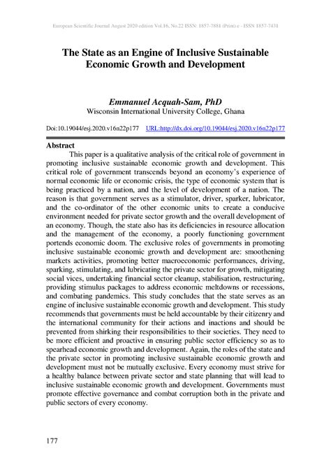 The State as an Engine of Inclusive Sust - The State as an Engine of ...