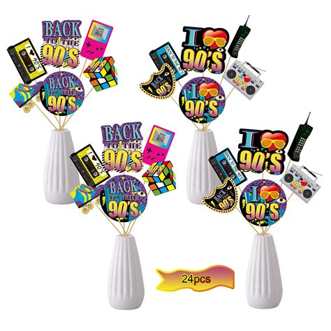 24 Pieces 90s Party Decorations 1990s Centerpiece Sticks Party Supplies ...