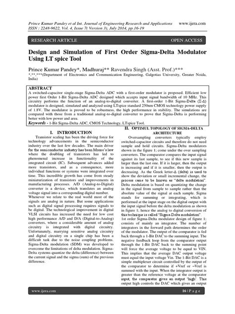 3 Design and Simulation of First Order Sigma-Delta Modulator | PDF | Operational Amplifier ...