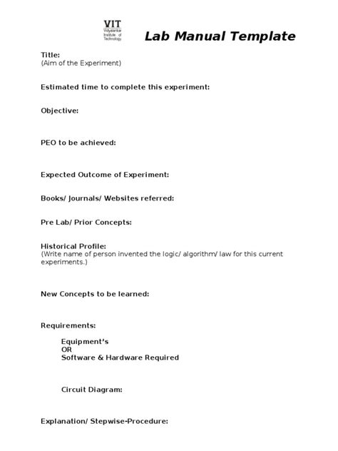 Image result for Lab Manual Example