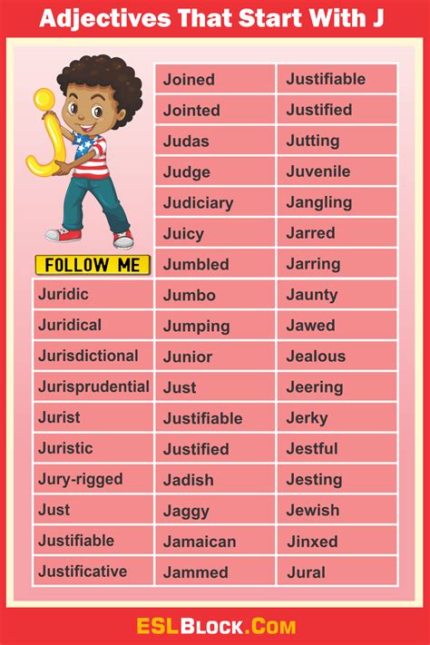 Adjectives That Start With J - English as a Second Language