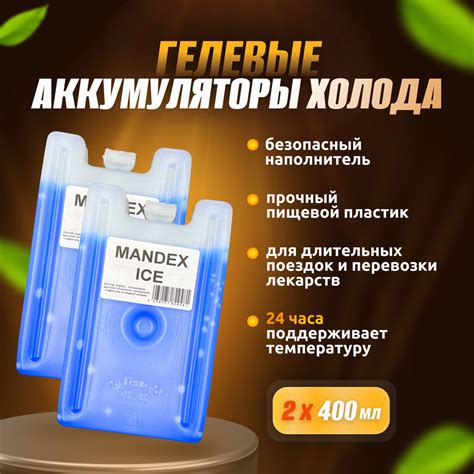 Аккумулятор холода гелевый, хладоэлемент для термосумки Mandex 2 шт ...