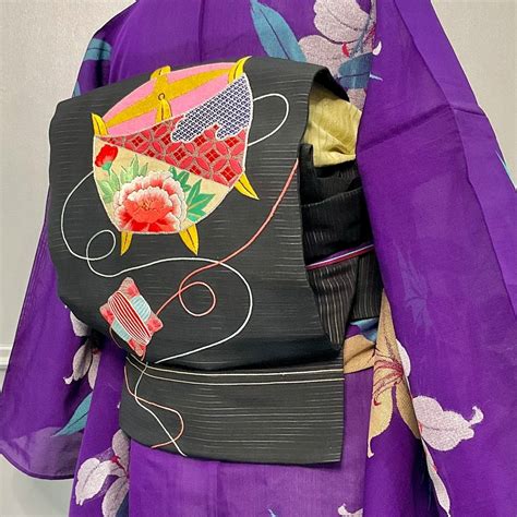 夏帯＊糸巻き＊絽 アンティーク名古屋帯 A283 セール | kimono tento