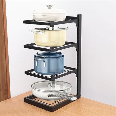 UMAI Buckle Type Pot Rack 4 Layers | Space Saving Corner Wall Mountable ...