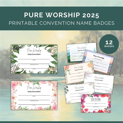 Pure Worship 2025 Printable Name Badges | Pack of 12 Unique Designs for Instant Download ...