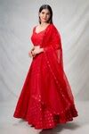 Buy Red Georgette, Organza Mirrors, Embroidery Mirrorwork Embellished ...