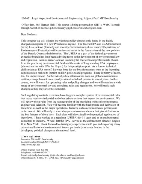 Dear Students - NJIT: Course Schedule