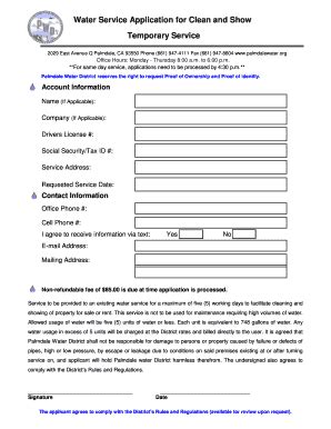 Fillable Online palmdalewater Temporary Cleaning and Maintenance ...