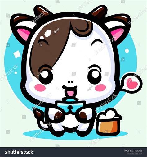 Cute Chibi Cow Kawaii Illustration Cow Stock Vector (Royalty Free ...