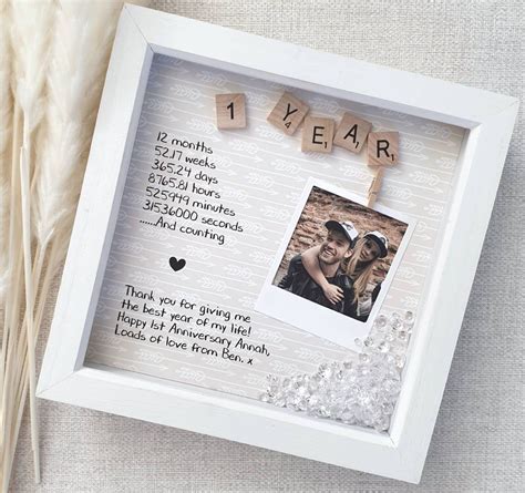 First Anniversary Frame Anniversary Gift Gift for Partner One Year ...
