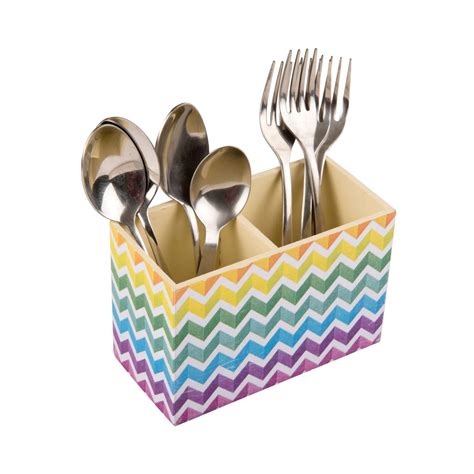 A Tiny Mistake Zig Zag Rainbow Pattern Cutlery Holder 15 x 8 x 10 cm