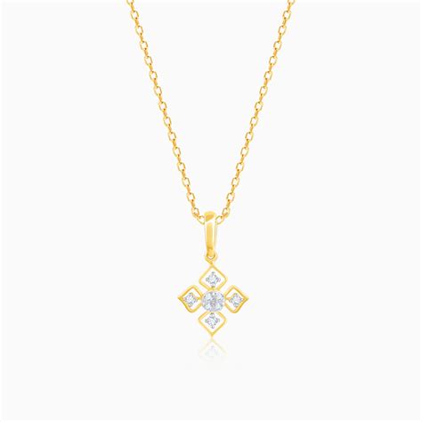 Gold Dazzling Diamond Pendant – Heer by GIVA