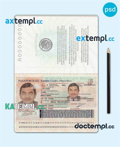 sample Mexico passport template in PSD format, fully editable download ...