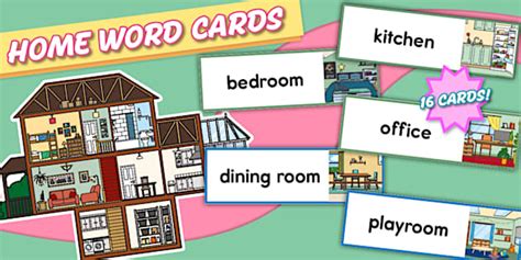 Home and Household Area Word Cards