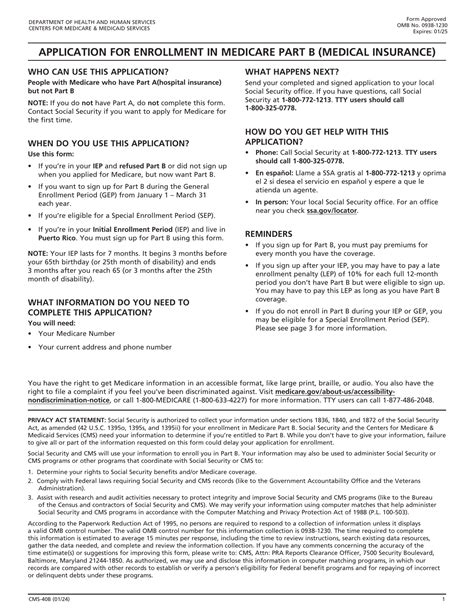 Application For Medicare Part B