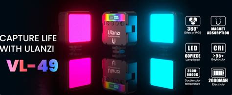Ulanzi VL49 RGB Video Light | 2500-9000K, CRI 95+, 2000mAh – HIFFIN