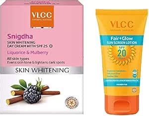 VLCC Skin Whitening Snigdha Day Cream Spf 25 50gm + Fair Glow Sun ...