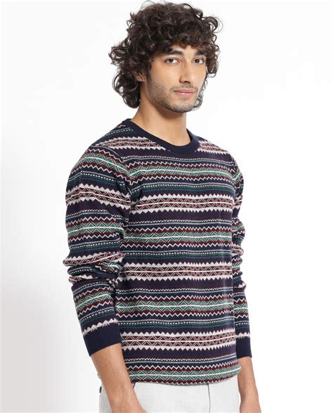 RARE RABBIT MENS FARE NAVY SWEATER FULL SLEEVE CREW NECK SOLID