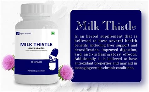 Ayoz Herbal Milk Thistle Capsules - Natural Detox Supplement for Liver ...