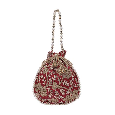 Kuber Industries Silk Embroidered Women Potli Bag (Maroon) -CTKTC8814 ...