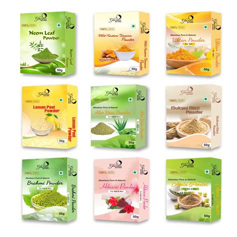 Glowious Ultimate Skin Care Combo Pack - 9 Organic Powders (Neem ...