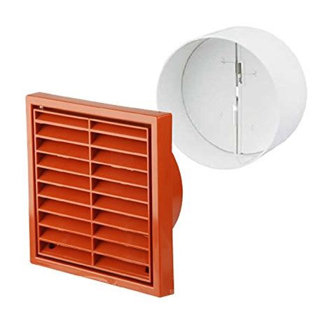 Buy Terracotta Square Louvre Extractor Air Vent & Back Draught Ducting ...