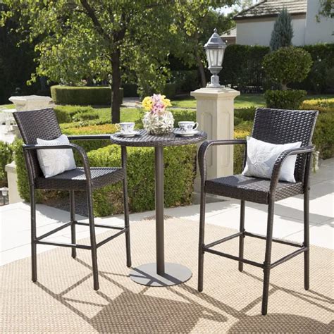 FURNIZY Rattan Wicker 2 Seater Patio Bar Set Outdoor Chair and Table ...