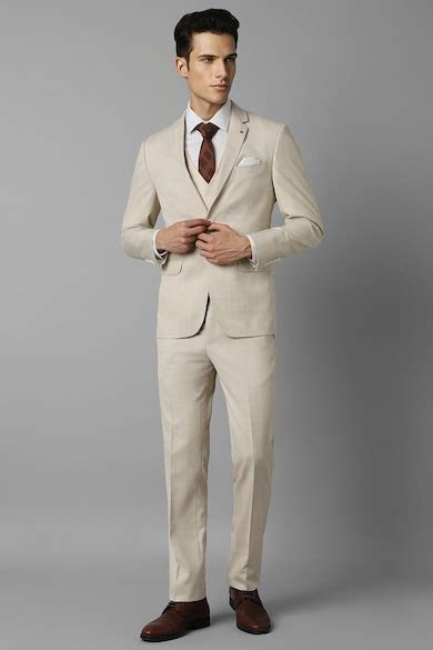 Buy Men Beige Slim Fit Check Formal Three Piece Suit Online - 949860 ...