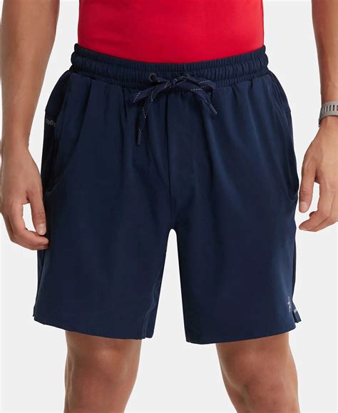 Buy Recycled Microfiber Elastane Stretch Solid Shorts with Zipper ...