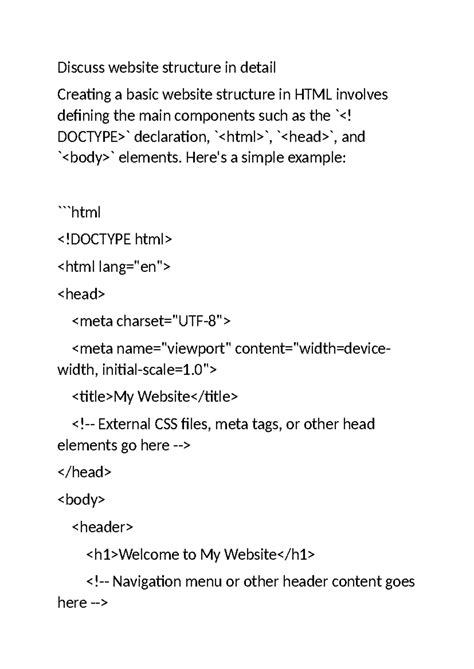 Webtech - web tech - Discuss website structure in detail Creating a ...