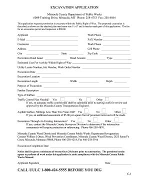 Missoula County Excavation Application - Blank Fillable Template | Fill ...