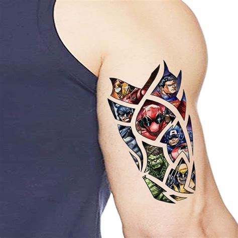 Avengers Marvel Sleeve tattoo Temporary Waterproof Tattoo For Men and ...