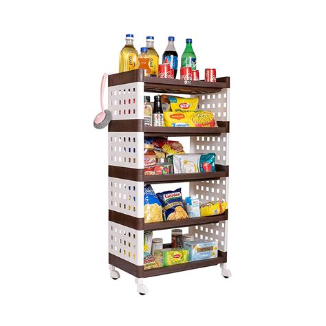 Grazia Lexi Plastic 5 Tier Multi-Purpose Storage Organizer Kitchen Rack ...