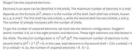 how many unpaired electrons are present in oxygen atom - Brainly.in