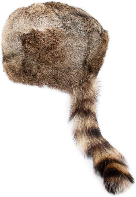 Surell Coonskin Davy Crockett Hat - 100% Real Rabbit Fur Crown ...