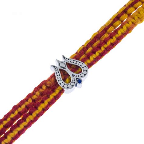 Om Namah Shivaya Silver Story Bead with Wrap Around Moli Rakhi Bracele