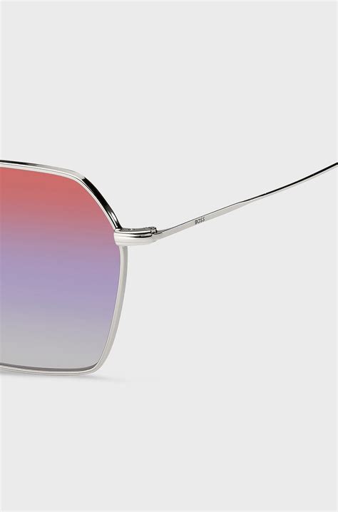 BOSS - Double-bridge sunglasses with multicoloured lenses - Silver