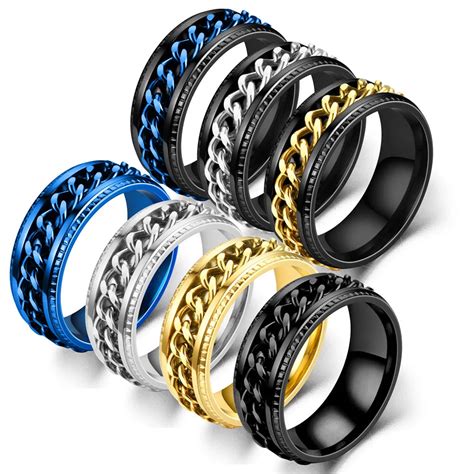 Anxiety Titanium Rotatable Chain Finger Rings For Men – CRAZE