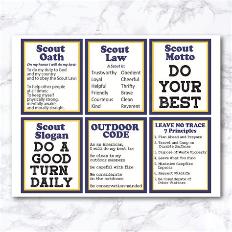 Cub Scout Cards, Cub Scout Oath and Law Printable, Scout Handout ...