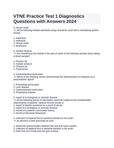 VTNE Practice Test 1 Diagnostics Questions with Answers 2024 | Exams ...