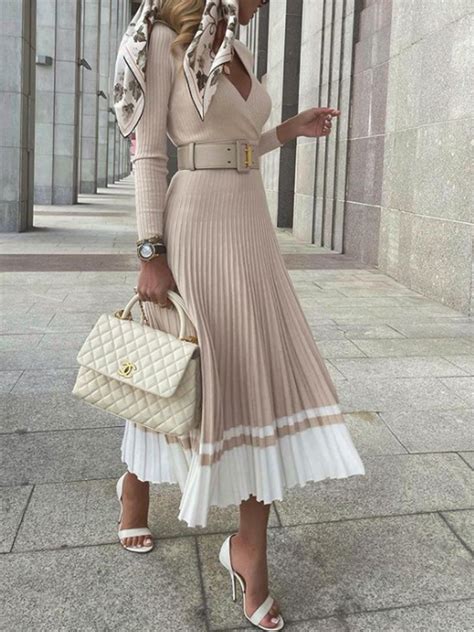 Elegant acrylic pleated sweater dresses stylewe – Artofit