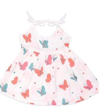 Buy LITTLE PUMPKIN 100% Cotton Muslin Baby Girl Frock Shoulder Knot For ...