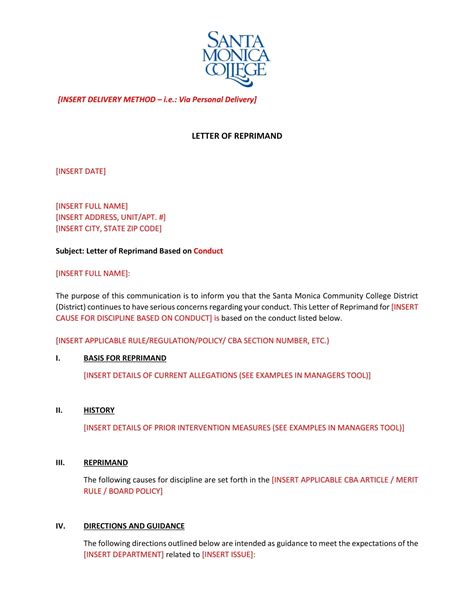 61+ Free Printable Letter Of Reprimand Templates [Word] Example
