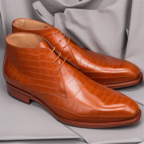 Tan Croc Print Leather Gabrovo Chukka Lace Up Boots – Costoso Italiano