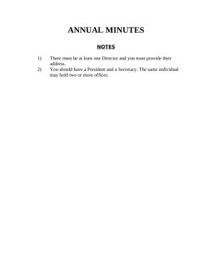 Form 6: Annual Minutes for Shareholders and Directors - Blank Fillable ...