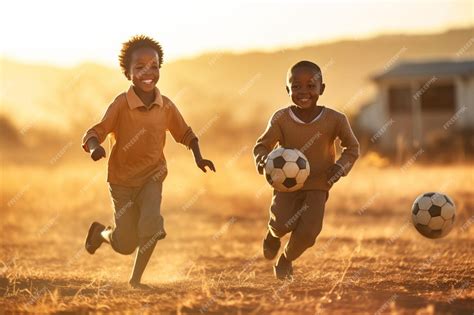 Premium Photo | Happy african kids playing with ball Childrens football ...