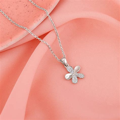 Silver Flower Pendant With Link Chain – GIVA Jewellery