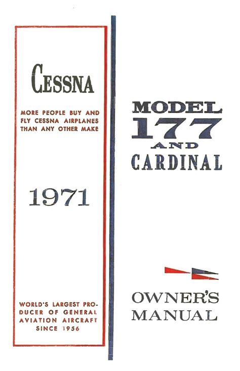 Buy Cessna 1971 Model 177 and Cardinal Owner's Manual Book Online at ...