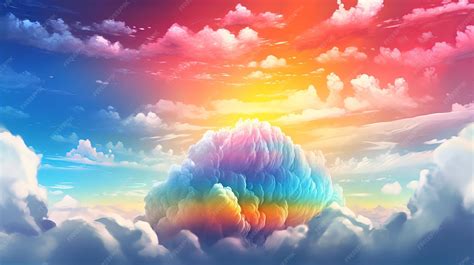 Premium Photo | Drawing rainbow in the clouds generative ai