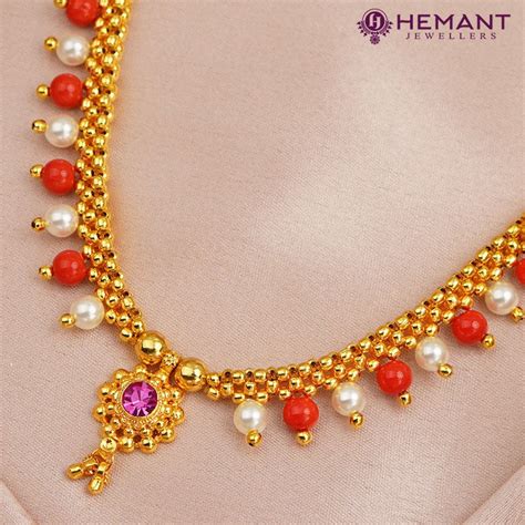 Traditional Maharashtrian Kolhapuri Micro Gold Plated Thushi 16 Moti 1 ...